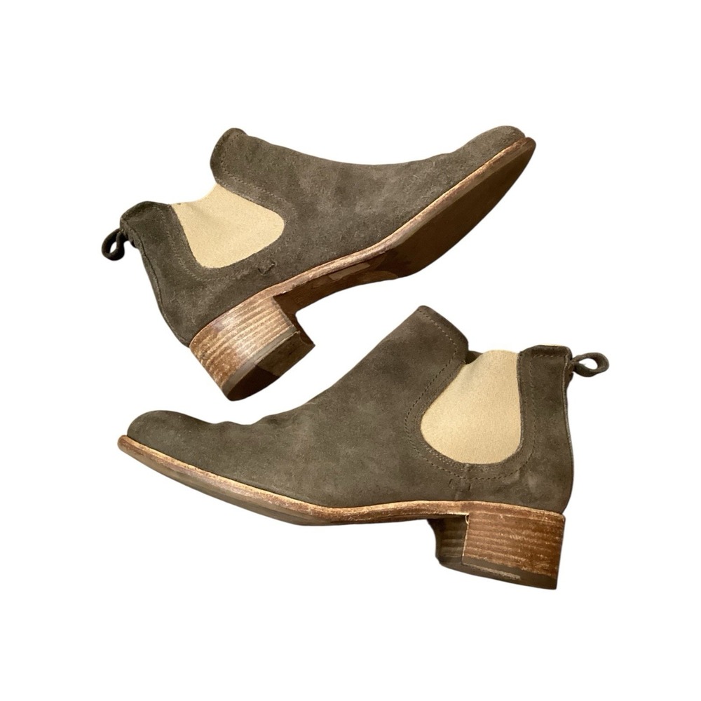 Alberto Fermani Olive Suede Chelsea Ankle Boots Made in Italy EU 39 US 8-8.5